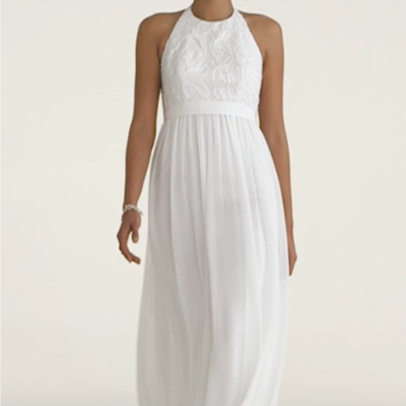 David’s Bridal DB STUDIO | chiffon a-line with lace halter top - Picture 6 of 10